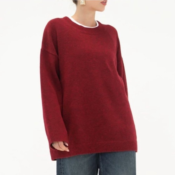 NWT RUMORED Hunter Crewneck Sweater Merlot Oversized